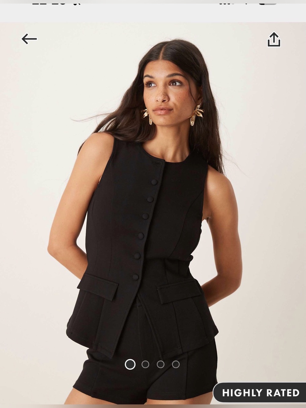 ASOS DESIGN ponte structured vest top in black